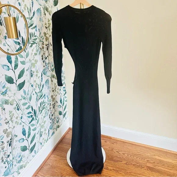 AYA MUSE Gigi Knit Dress Black Side Cut Out Size Small Luxury Minimalist - Picture 10 of 12